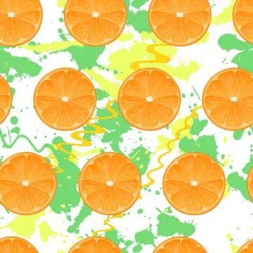 Seamless pattern with oranges . Vector texture illustration.Multi-colored blo Stock Illustration