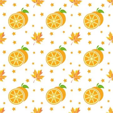 Seamless pattern with oranges. Vector texture illustration. Stock Illustration