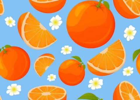 Seamless pattern with orange.Tropical fruit segment background. Stock Illustration