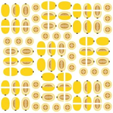 Seamless pattern Orangetti Spaghetti Squash. Flat Stock Illustration