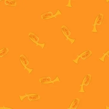 Seamless pattern orchestra tuba cartoon vector Stock Illustration