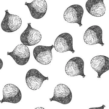 Seamless pattern organic fig sketch hand drawn Stock Illustration