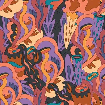 Seamless pattern with organic nature elements. Hand drawn artistic texture with Stock Illustration