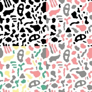 Seamless pattern with organic rounded and stripe shapes Stock Illustration