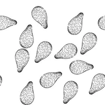 Seamless pattern organic sesame seed sketch hand drawn Stock Illustration