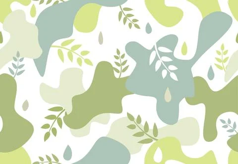 Seamless pattern with organic shape blots in memphis style. Stylish floral decor Stock Illustration