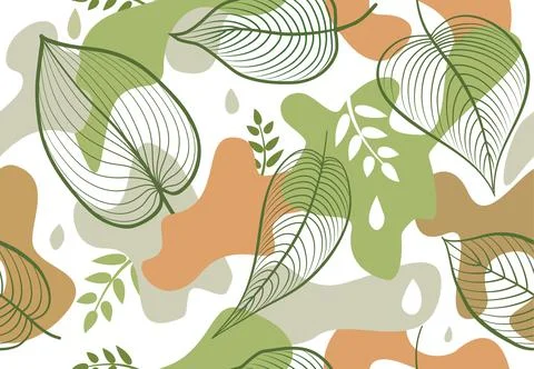 Seamless pattern organic shape blots in memphis style. Stylish floral decor Stock Illustration