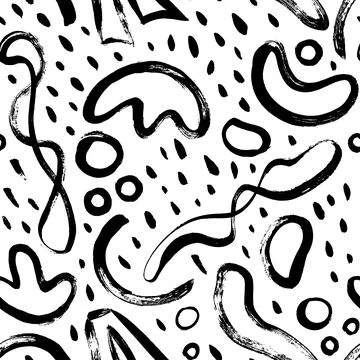 Seamless pattern with organic shapes and dots. Stock Illustration