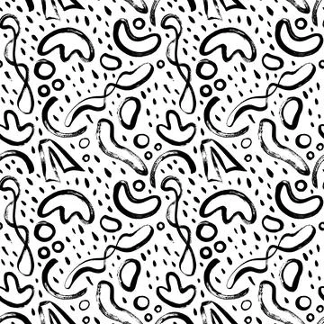 Seamless pattern with organic shapes and dots. Illustrazione stock