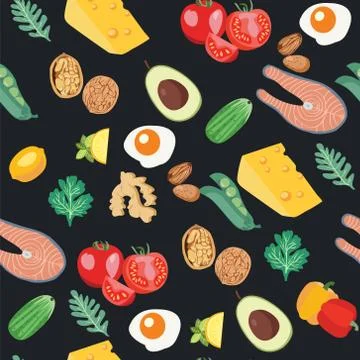 Seamless pattern with organic vegetables set of Food Stock Illustration