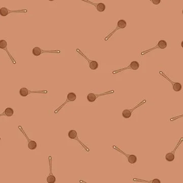 Seamless pattern organic wooden spoon cartoon vector Illustration