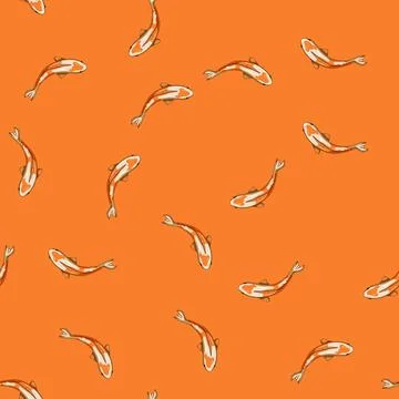 Seamless pattern oriental koi fish carp cartoon vector Stock Illustration