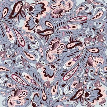 Seamless pattern with oriental ornament. Pink, burgundy, blue co Illustrazione stock