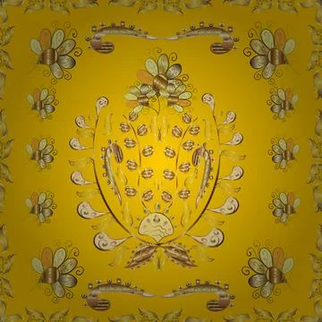 Seamless pattern oriental ornament. Vector golden textile print. Islamic design. 스톡 일러스트