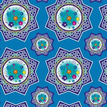 Seamless pattern with oriental ornaments Illustrazione stock