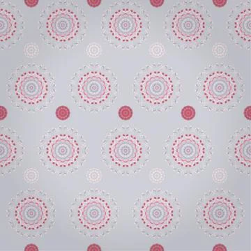 Seamless pattern with Oriental pattern in grey, maroon and pink, vector Stock Illustration