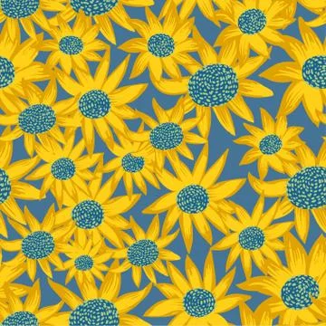 Seamless pattern with original elegance sunflowers Illustrazione stock