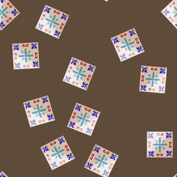 Seamless pattern ornament arabic mosaic tile cartoon vector Stock Illustration