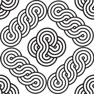 The seamless pattern of ornament. Black and white repeated background Stock Illustration