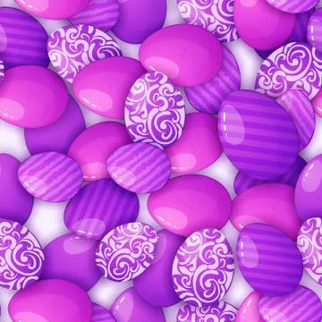 Seamless pattern ornament cute Easter eggs. Vector cartoon image. 스톡 일러스트