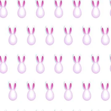 Seamless Pattern Ornament Of Easter Eggs With Bunny Ears On White Background 스톡 일러스트