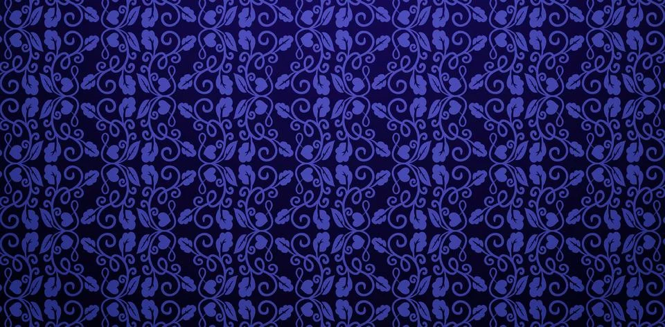 Seamless pattern ornament leaf heart love dark blue color Stock Illustration