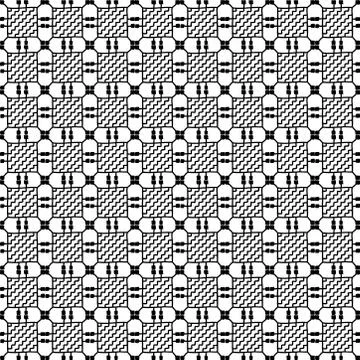 Seamless pattern Ornament of Russian folk embroidery, black contour isolated  Stock Illustration