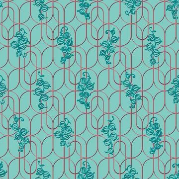 Seamless pattern with ornament in style Art Deco with bunches of berries or.. Stock Illustration