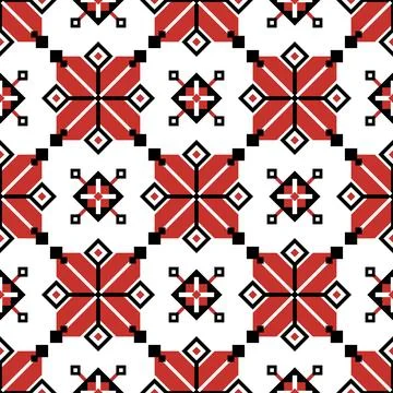 Seamless Pattern with Ornamental Composition Inspired by Ukrainian Traditio.. Stock Illustration