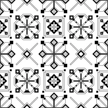 Seamless Pattern with Ornamental Composition Inspired by Ukrainian Traditio.. Ilustración de archivo