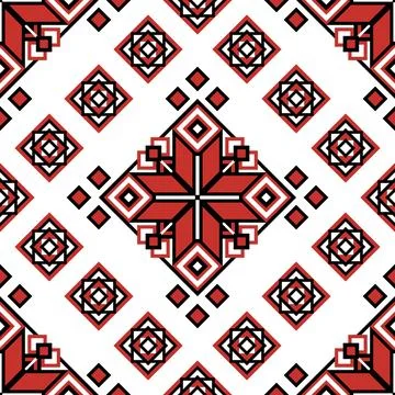 Seamless Pattern with Ornamental Composition Inspired by Ukrainian Traditio.. Stock Illustration