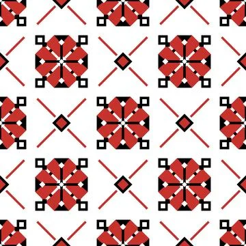 Seamless Pattern with Ornamental Composition Inspired by Ukrainian Traditio.. Stock Illustration