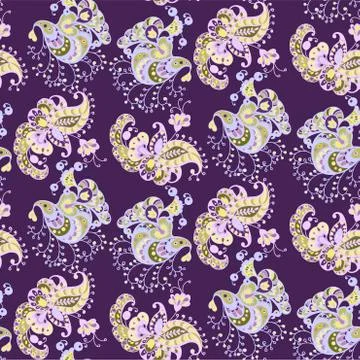 Seamless pattern with ornamental elements of different shapes in vector graph Stock Illustration