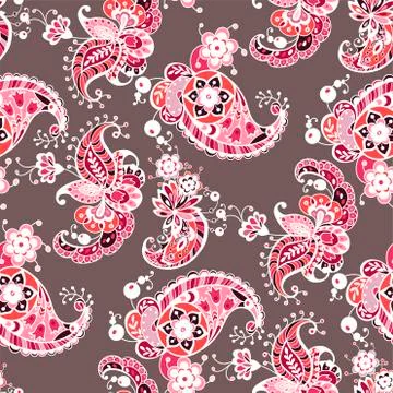 Seamless pattern with ornamental elements of different shapes in vector graph Stock Illustration