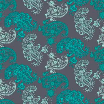 Seamless pattern with ornamental elements of different shapes in vector graph Stock Illustration