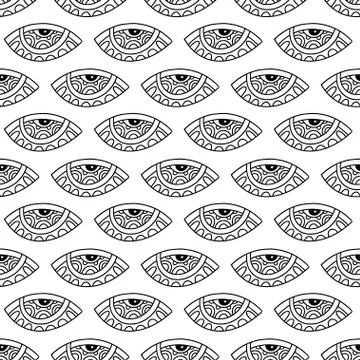 Seamless pattern with ornamental eyes. Vector pattern for textile, wallpaper  Stock Illustration