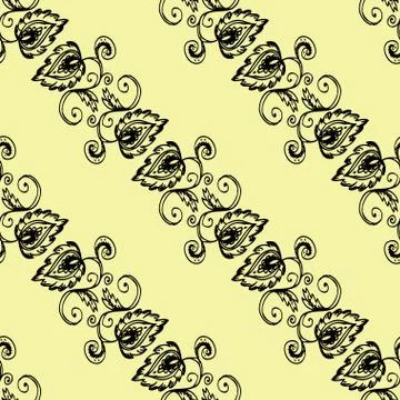 Seamless pattern with ornamental flowers. Stock Illustration