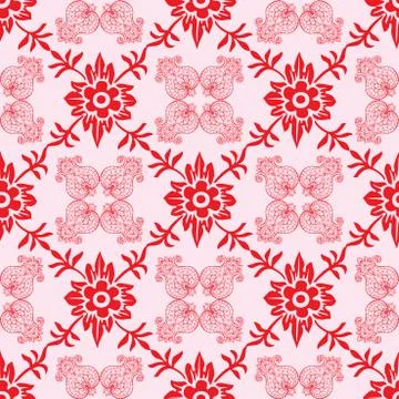 Seamless pattern with ornamental flowers Stock Illustration