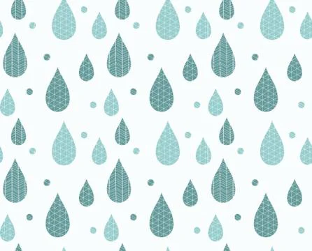 Seamless pattern with ornamental rain drops and line drawings Stock Illustration