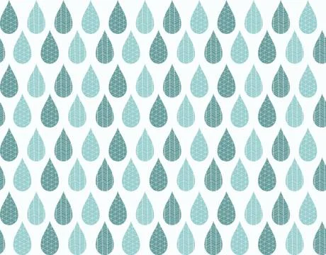 Seamless pattern with ornamental rain drops and line drawings Stock Illustration