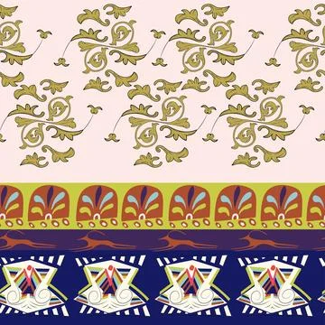 Seamless pattern with ornaments and ethnic decorations Illustrazione stock