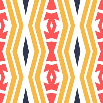 Seamless pattern with ornaments and zig zag stripes. Modern pastel colored ba 스톡 일러스트