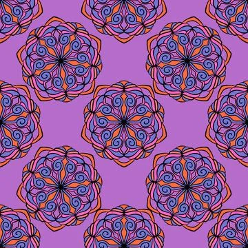 Seamless pattern with ornaments. Colorful texture for textile, wallpaper, pac Stock Illustration