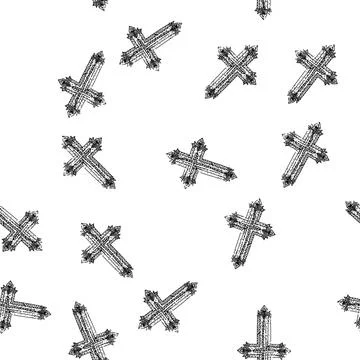Seamless pattern Ornate cross symbol representing religion faith and spirit.. Stock Illustration