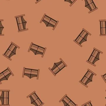 Seamless pattern Ornate iron gate with brick pillars protecting entrance Illustrazione stock