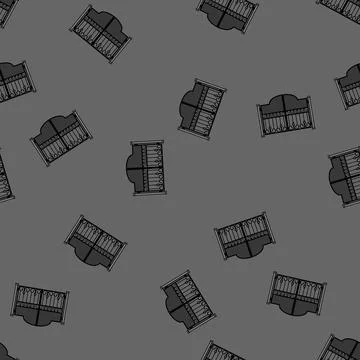 Seamless pattern Ornate iron gate protecting private property entrance Stock Illustration