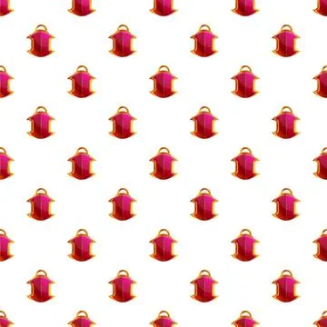 Seamless pattern with ornate pink and gold lanterns Stock Illustration