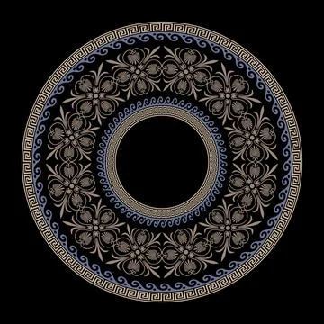 Seamless pattern ornate round frame. Moroccan azulejo pattern, majolica tile Stock Illustration