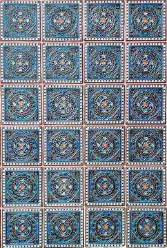 Seamless pattern of ornate traditional ceramic tiles. Stock Photos