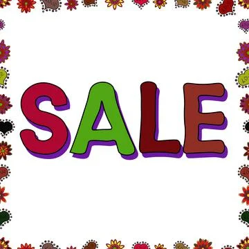 Seamless pattern. Ornate vector colorful elements frame. Sale. Picture in red, w Illustrazione stock